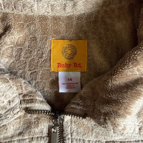 Ruby Rd. Plush Tan Zip-Up Jacket - Picture 4 of 8